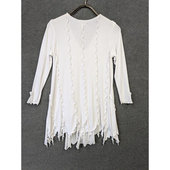 Giselle Shepatin Tunic Top Womens Small Ruffle Fluttery Hem Rosettes Streamers - Picture 7 of 14